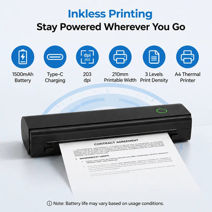 WISPO Portable Printer - Thermal Portable Printer